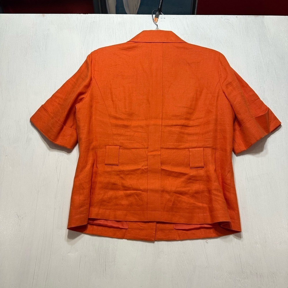 Anne Klein 100% Linen Blazer Jacket | Orange Red Safari Style | Women’s Size 10 - Picture 6 of 8